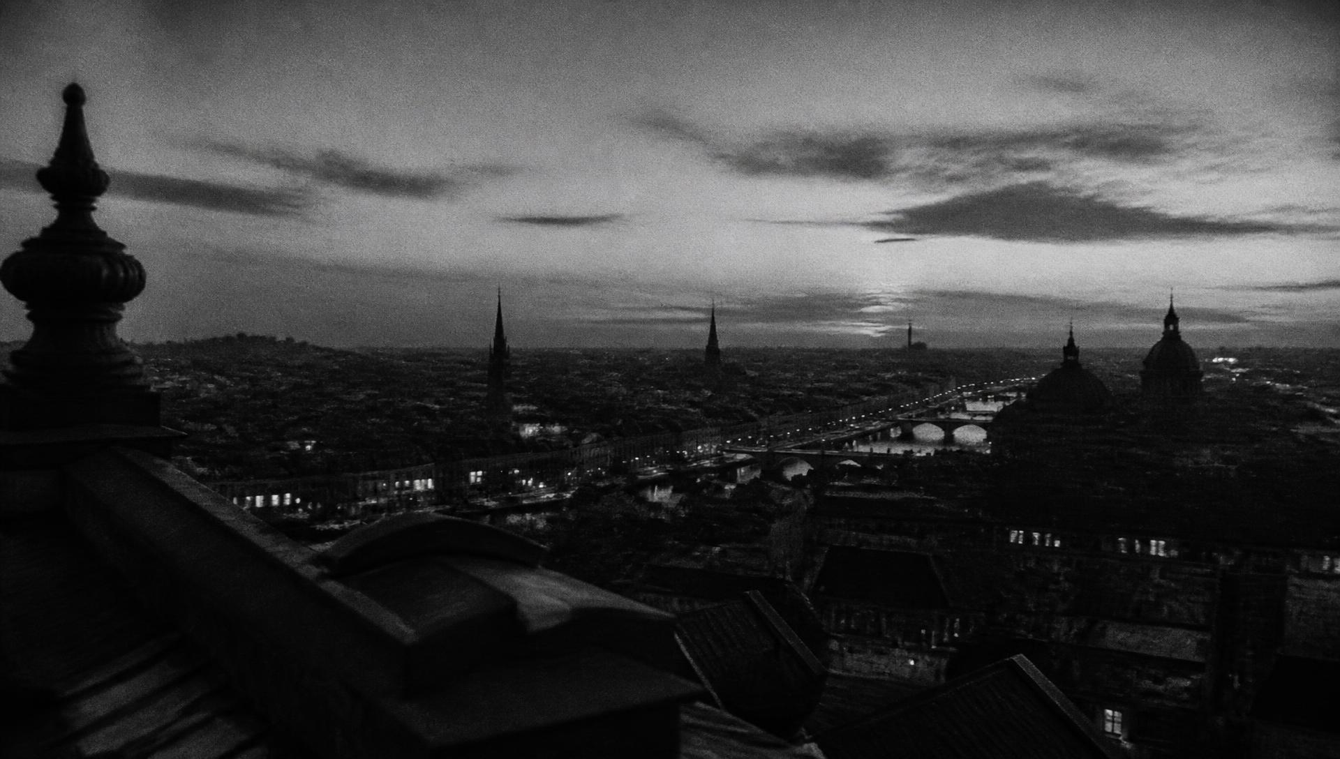 European urban skyline at dusk from a high vantage point